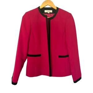 Vintage Jones Studio Blazer Womens Fuchsia Black Size 4 Office Career Classic